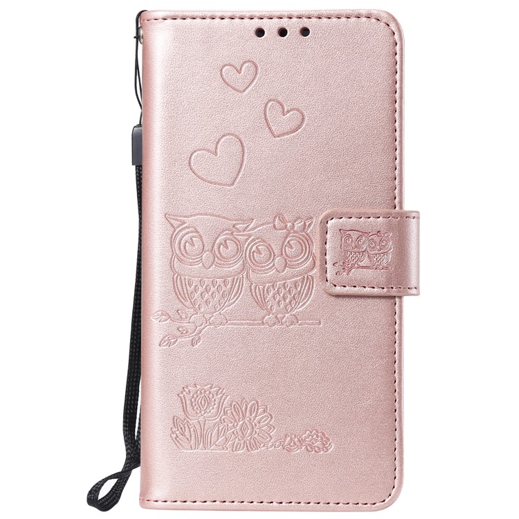 Imprint Heart Owl Leather Wallet Case for Xiaomi Redmi K20 / Mi 9T / Redmi K20 Pro / Mi 9T Pro - Rose Gold-2