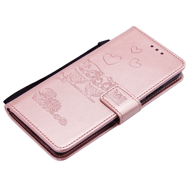 Imprint Heart Owl Leather Wallet Case for Xiaomi Redmi K20 / Mi 9T / Redmi K20 Pro / Mi 9T Pro - Rose Gold-5