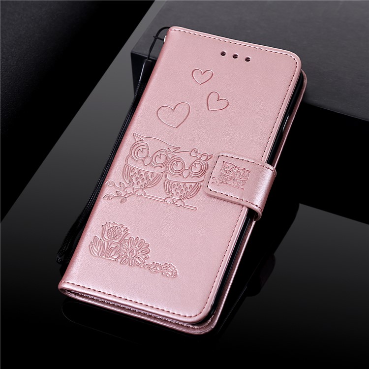 Imprint Heart Owl Leather Wallet Case for Xiaomi Redmi K20 / Mi 9T / Redmi K20 Pro / Mi 9T Pro - Rose Gold-9