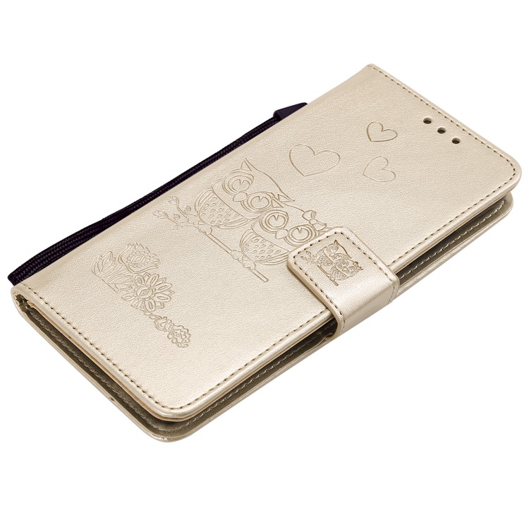 Imprint Heart Owl Leather Wallet Case for Xiaomi Redmi K20 / Mi 9T / Redmi K20 Pro / Mi 9T Pro - Gold-5