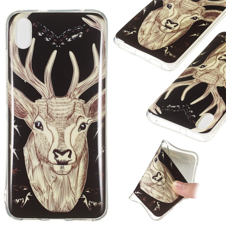 IMD Patterned Luminous TPU Back Phone Shell Case for Xiaomi Redmi 7A - Elk-1
