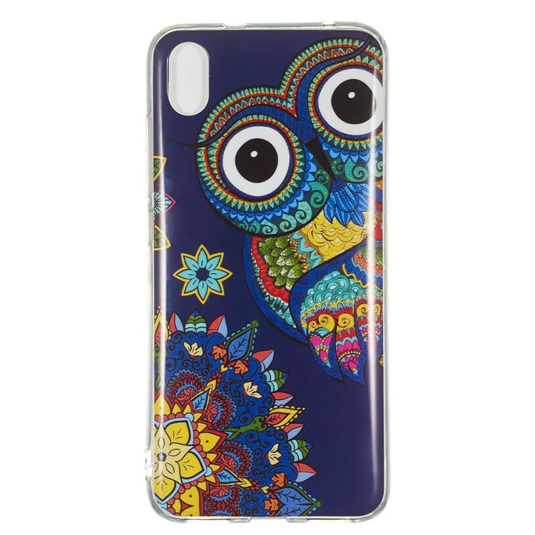 IMD Patterned Luminous TPU Back Phone Shell Case for Xiaomi Redmi 7A - Colorized Owl-2