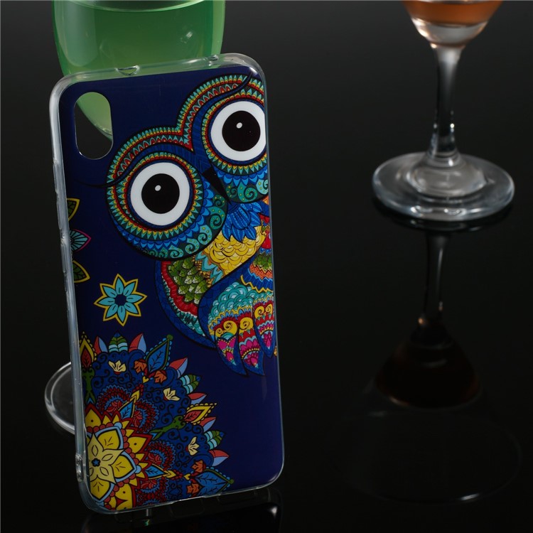 IMD Estampado Luminoso TPU Back Telephel Case Para Xiaomi Redmi 7a - Búho Colorizado