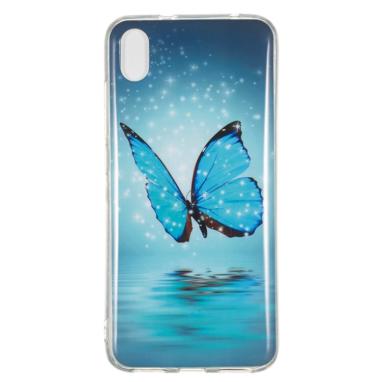 IMD Patterned Luminous TPU Back Phone Shell Case for Xiaomi Redmi 7A - Blue Butterfly-2