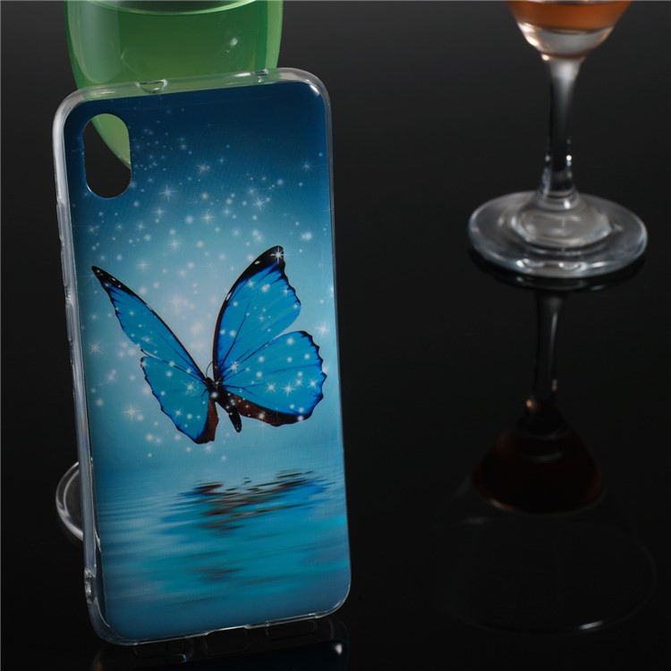 IMD Patterned Luminous TPU Back Phone Shell Case for Xiaomi Redmi 7A - Blue Butterfly-7