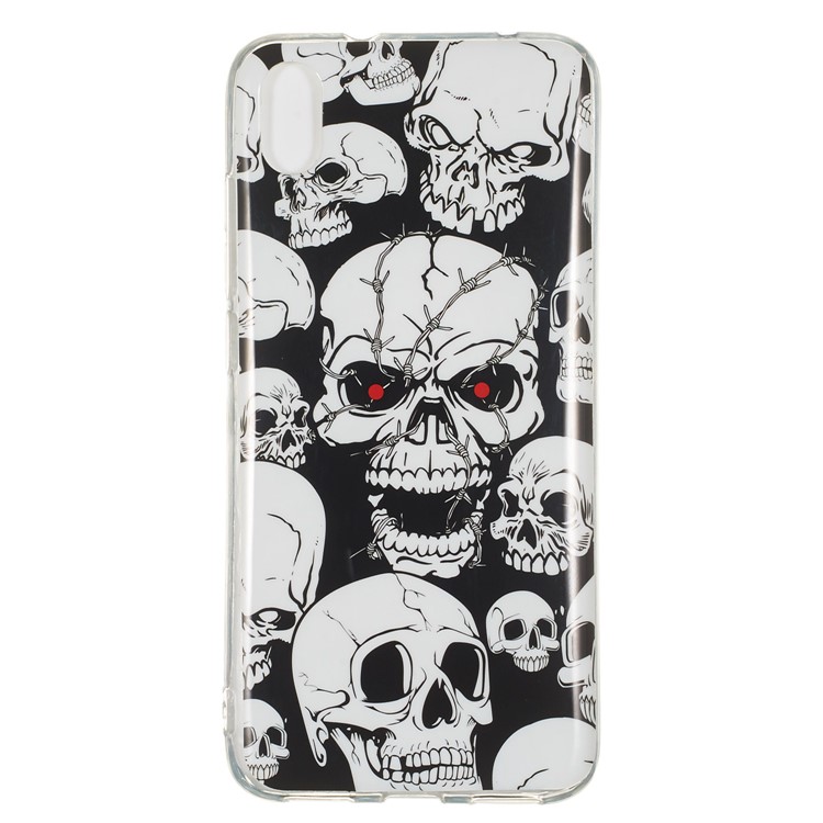 IMD Patterned Luminous TPU Back Phone Shell Case for Xiaomi Redmi 7A - Skulls-2