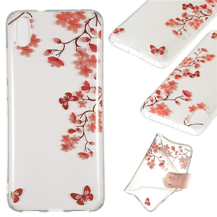 Printing Surface IMD TPU Shell Case for Xiaomi Redmi 7A - Red Flowers-1