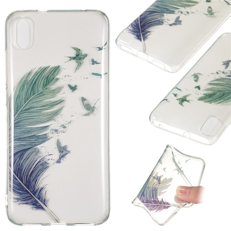 Printing Surface IMD TPU Shell Case for Xiaomi Redmi 7A - Feather Pattern-1