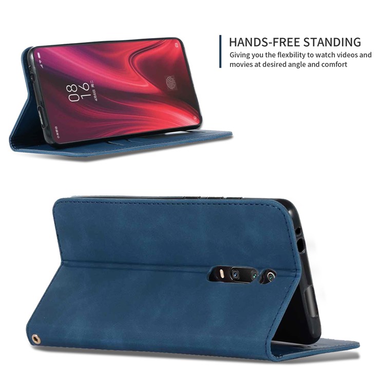 Auto-absorbed Business Style PU Leather Stand Phone Case with Card Slots for Xiaomi Redmi K20 / K20 Pro / Mi 9T / Mi 9T Pro - Blue-4