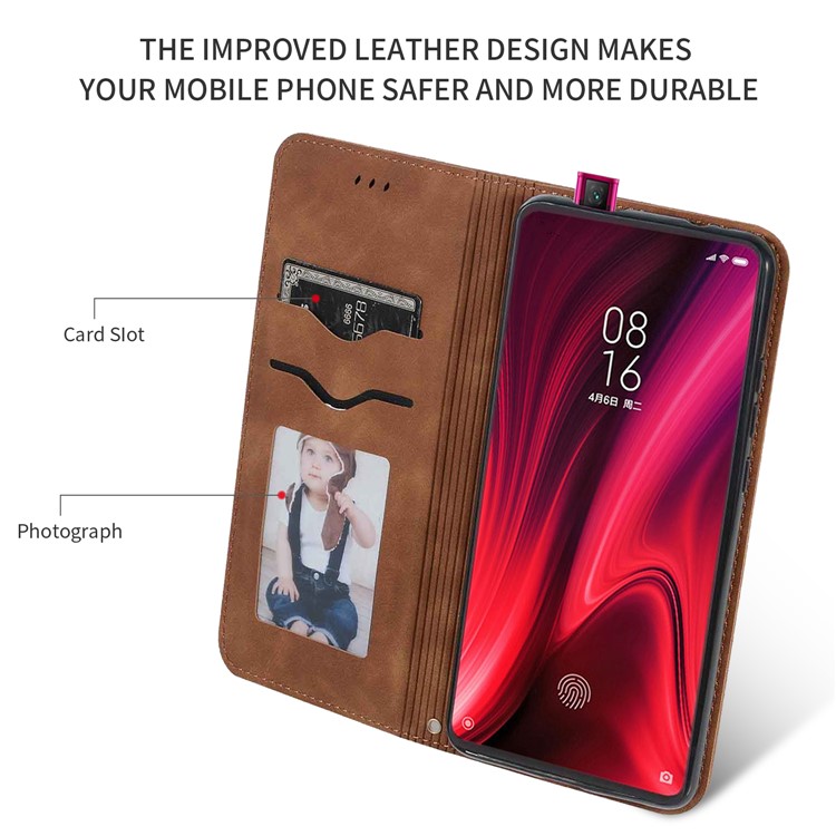 Auto-absorbed Business Style PU Leather Stand Phone Case with Card Slots for Xiaomi Redmi K20 / K20 Pro / Mi 9T / Mi 9T Pro - Brown-2