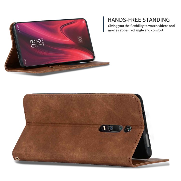 Auto-absorbed Business Style PU Leather Stand Phone Case with Card Slots for Xiaomi Redmi K20 / K20 Pro / Mi 9T / Mi 9T Pro - Brown-4
