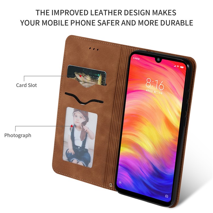Auto-absorbed Business Style PU Leather Stand Phone Case with Card Slots for Xiaomi Redmi Note 7 / Note 7 Pro (India) - Brown-2