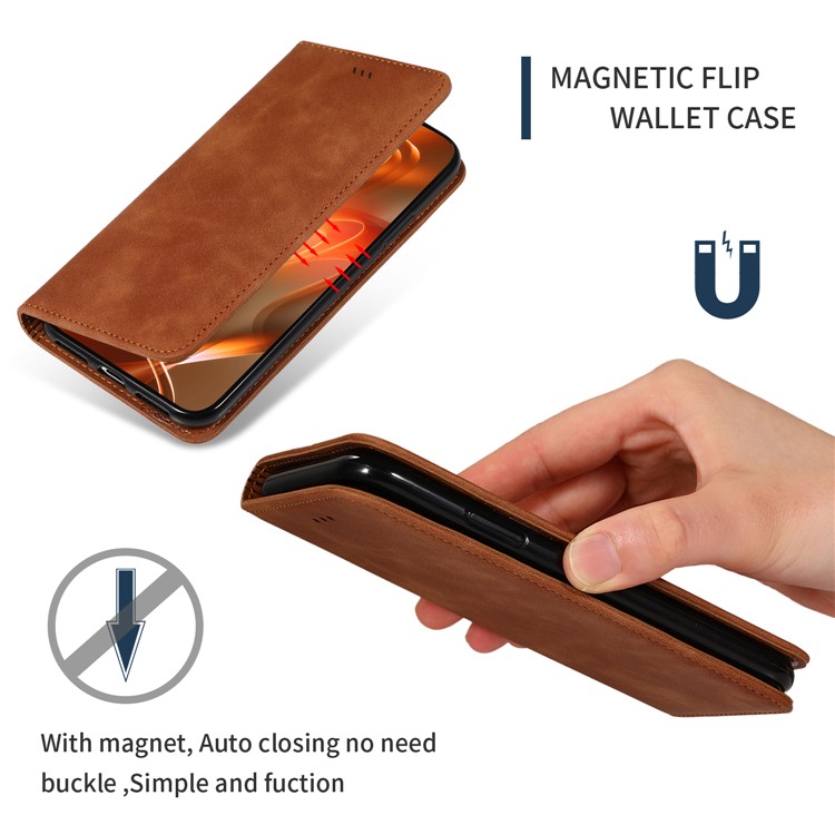 Auto-absorbed Business Style PU Leather Stand Phone Case with Card Slots for Xiaomi Redmi Note 7 / Note 7 Pro (India) - Brown-3