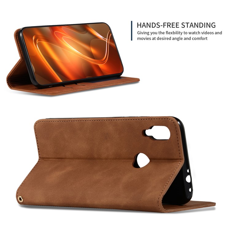 Auto-absorbed Business Style PU Leather Stand Phone Case with Card Slots for Xiaomi Redmi Note 7 / Note 7 Pro (India) - Brown-4