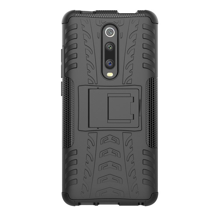 Tyre Pattern PC TPU Hybrid Back Case with Kickstand for Xiaomi Redmi K20/Mi 9T/K20 Pro/Mi 9 Pro - Black-3