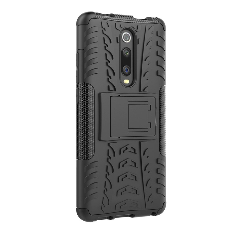 Tyre Pattern PC TPU Hybrid Back Case with Kickstand for Xiaomi Redmi K20/Mi 9T/K20 Pro/Mi 9 Pro - Black-8