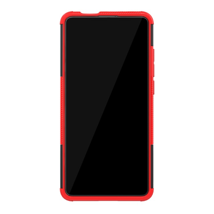 Tyre Pattern PC TPU Hybrid Back Case with Kickstand for Xiaomi Redmi K20/Mi 9T/K20 Pro/Mi 9 Pro - Red-4
