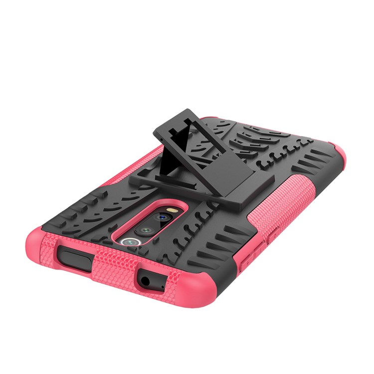 Tyre Pattern PC TPU Hybrid Back Case with Kickstand for Xiaomi Redmi K20/Mi 9T/K20 Pro/Mi 9 Pro - Rose-7