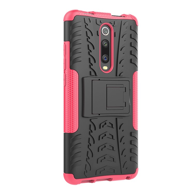 Tyre Pattern PC TPU Hybrid Back Case with Kickstand for Xiaomi Redmi K20/Mi 9T/K20 Pro/Mi 9 Pro - Rose-8