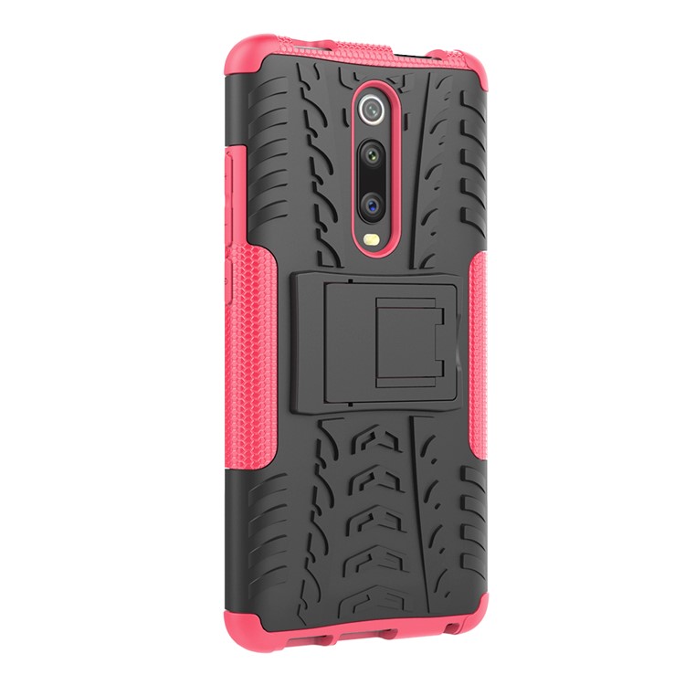 Path de Neumáticos PC TPU Hybrid Back Case Con Kickstand Para Xiaomi Redmi K20/mi 9T/K20 Pro/Mi 9 Pro - Rosa-8