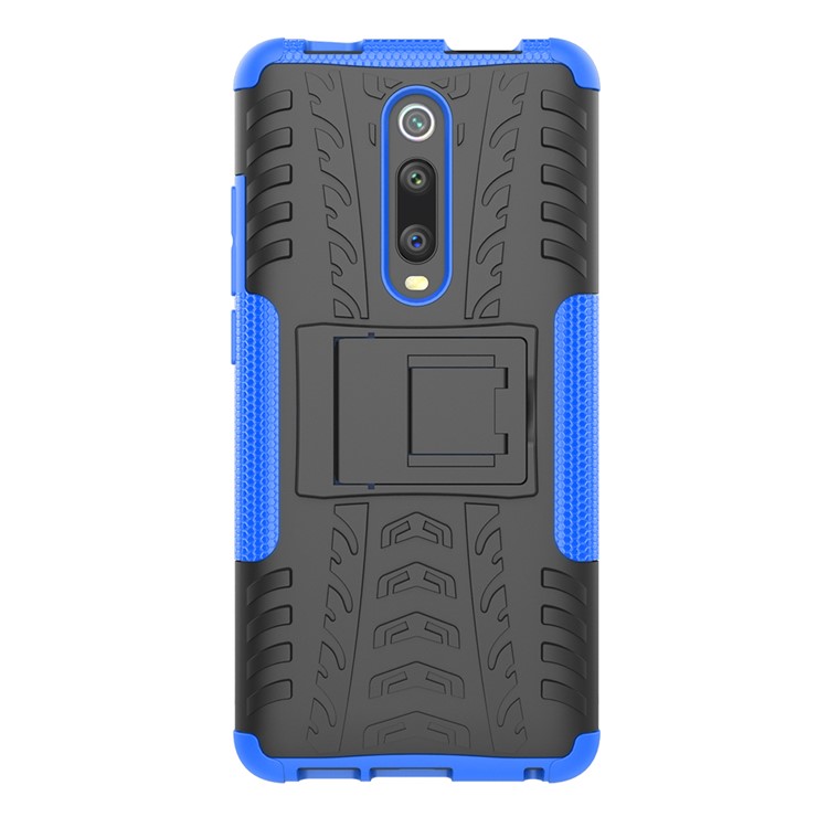 Tyre Pattern PC TPU Hybrid Back Case with Kickstand for Xiaomi Redmi K20/Mi 9T/K20 Pro/Mi 9 Pro - Blue-3