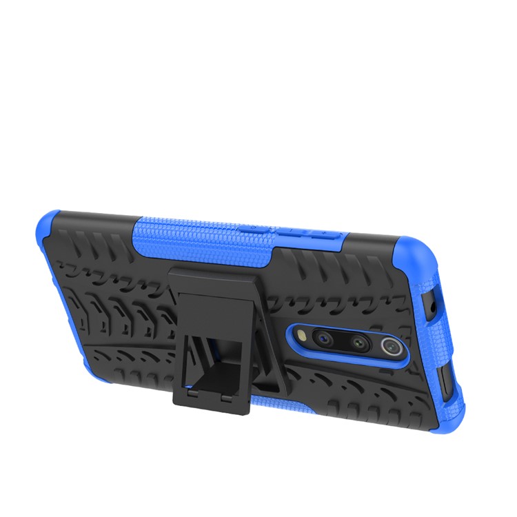Tyre Pattern PC TPU Hybrid Back Case with Kickstand for Xiaomi Redmi K20/Mi 9T/K20 Pro/Mi 9 Pro - Blue-5