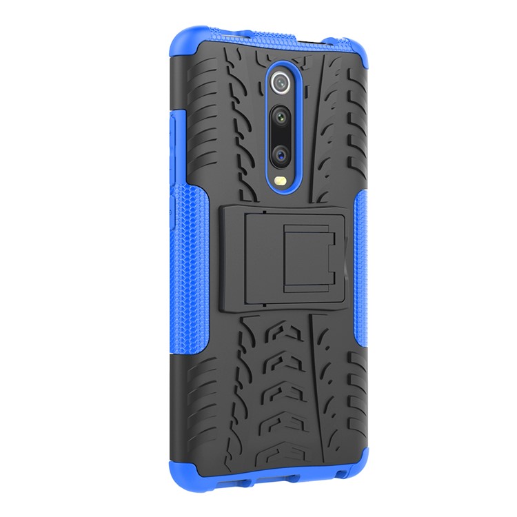 Tyre Pattern PC TPU Hybrid Back Case with Kickstand for Xiaomi Redmi K20/Mi 9T/K20 Pro/Mi 9 Pro - Blue-8