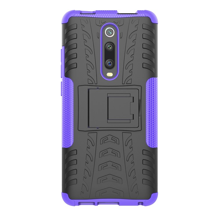 Tyre Pattern PC TPU Hybrid Back Case with Kickstand for Xiaomi Redmi K20/Mi 9T/K20 Pro/Mi 9 Pro - Purple-3