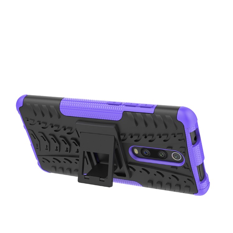 Tyre Pattern PC TPU Hybrid Back Case with Kickstand for Xiaomi Redmi K20/Mi 9T/K20 Pro/Mi 9 Pro - Purple-5