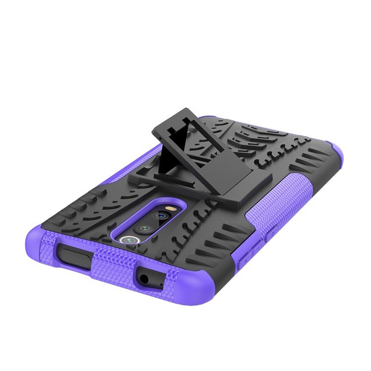 Tyre Pattern PC TPU Hybrid Back Case with Kickstand for Xiaomi Redmi K20/Mi 9T/K20 Pro/Mi 9 Pro - Purple-7