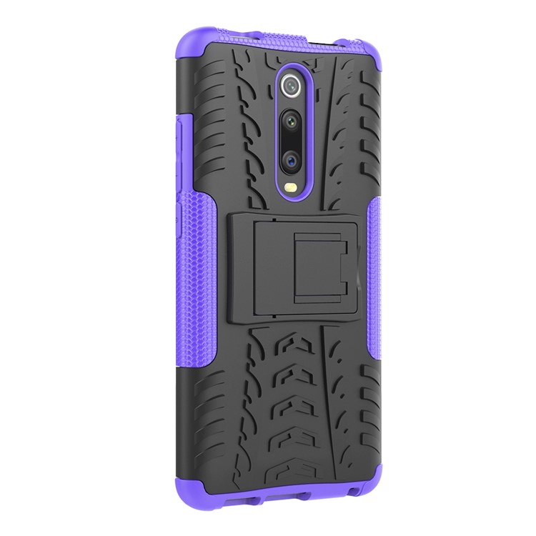 Tyre Pattern PC TPU Hybrid Back Case with Kickstand for Xiaomi Redmi K20/Mi 9T/K20 Pro/Mi 9 Pro - Purple-8