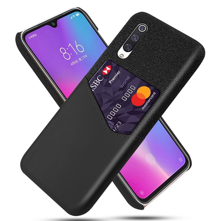KSQ PC + PU + Pano Híbrido De Volta Shell Com Slot Para Cartão Para Xiaomi Mi Cc9e - Preto-1