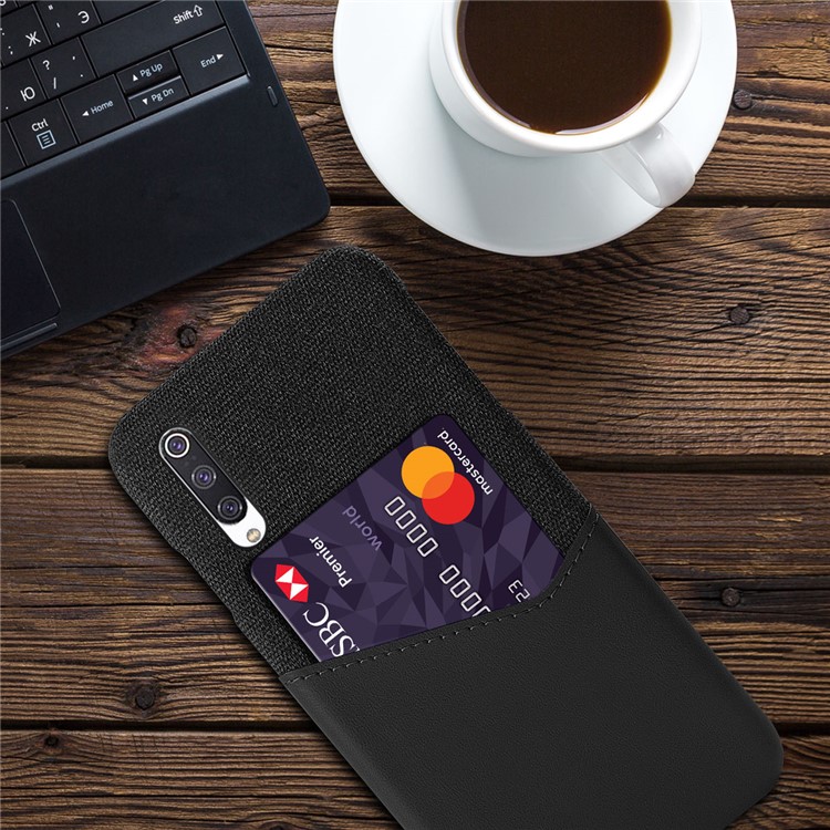 KSQ PC + PU + Pano Híbrido De Volta Shell Com Slot Para Cartão Para Xiaomi Mi Cc9e - Preto-2