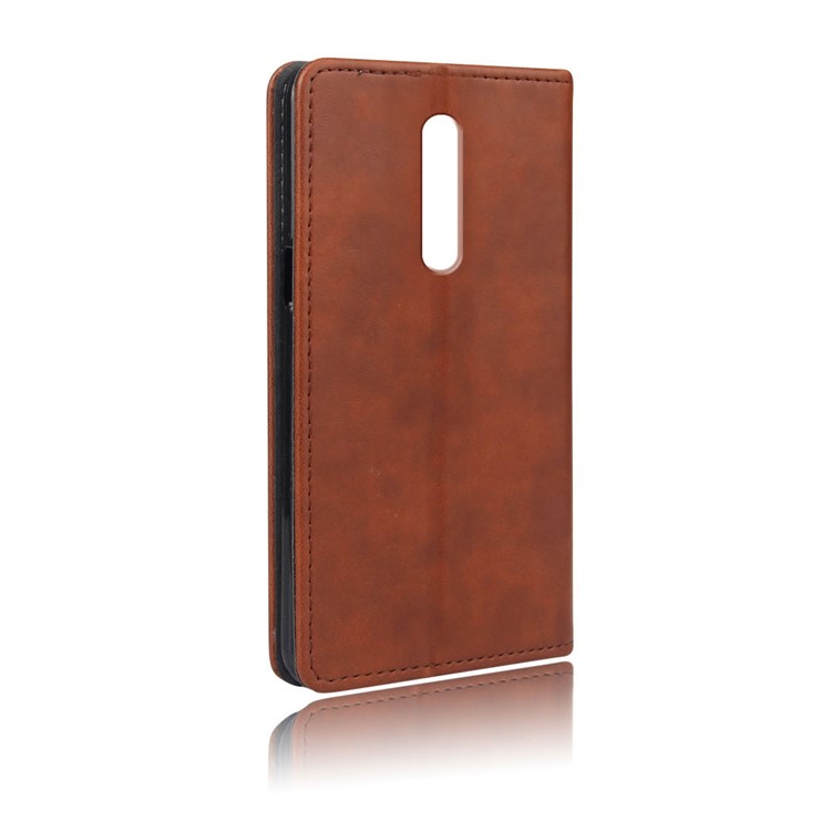 KSQ Sucker Closure Crazy Horse Leather Wallet Case for Xiaomi Redmi K20 / Mi 9T / Redmi K20 Pro / Mi 9T Pro - Brown-2