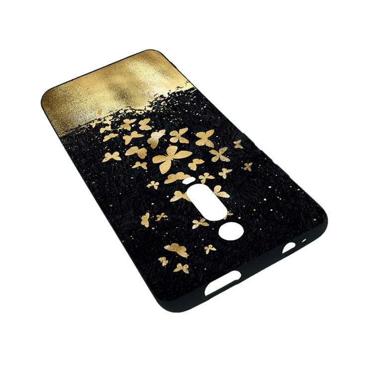 copertura In TPU Per Stampa Di Stile In Rilievo Per Xiaomi Redmi K20 / Mi 9T / K20 Pro / Mi 9T Pro - Nero / Farfalle D'oro-3