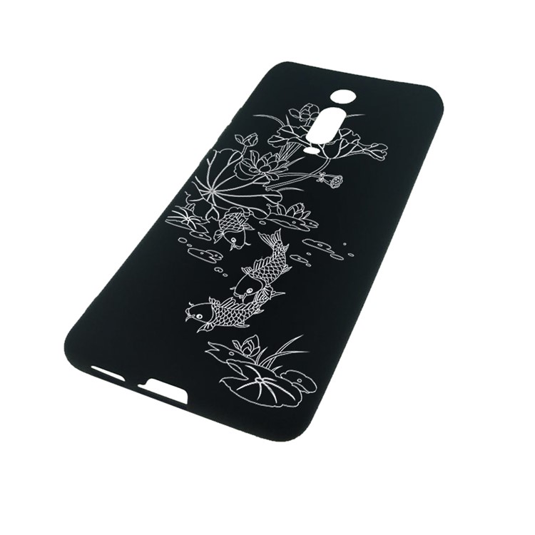 Embossment Style Printing TPU Phone Cover for Xiaomi Redmi K20 / Mi 9T / K20 Pro / Mi 9T Pro - Black / Lotus and Fish-4