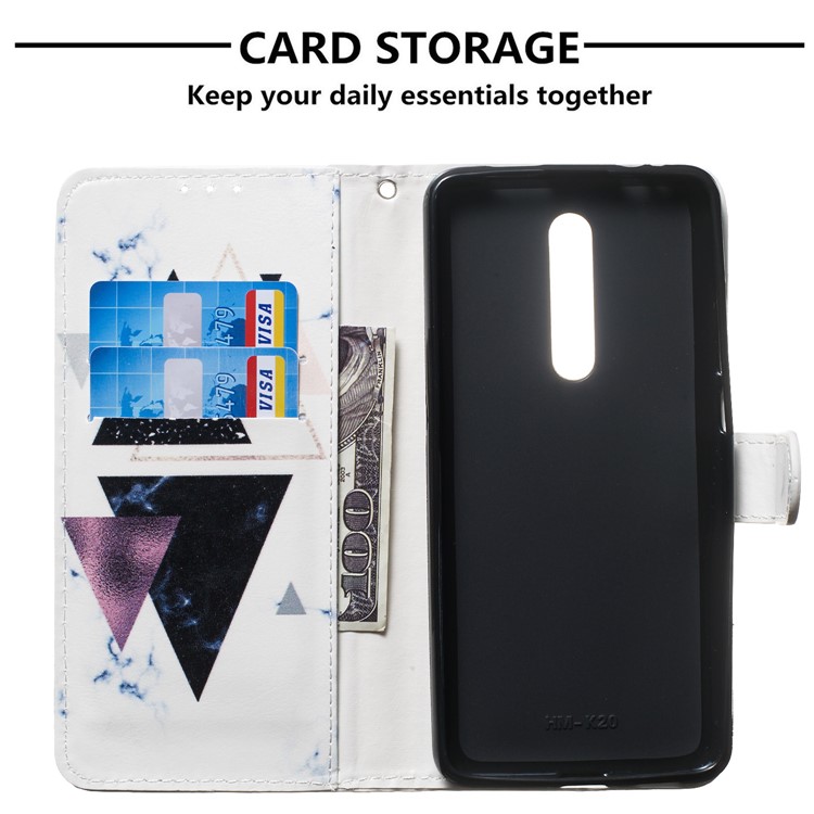 Pattern Printing Leather Wallet Stand Phone Cover for Xiaomi Redmi K20 / K20 Pro / Mi 9T / Mi 9T Pro - Triangle-8