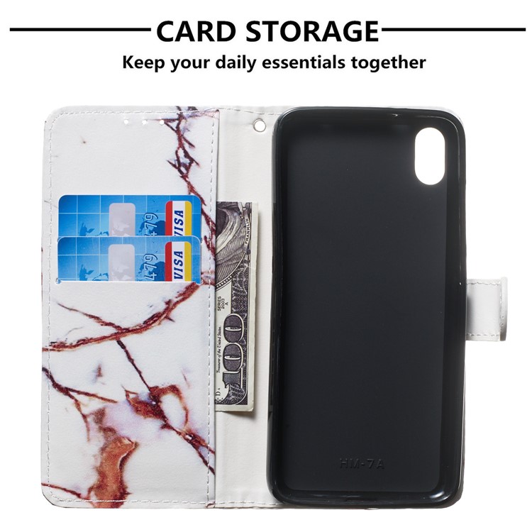 Pattern Printing Leather Wallet Stand Phone Case Cover for Xiaomi Redmi 7A - Brown Marbling-8
