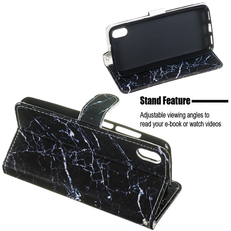 Pattern Printing Leather Wallet Stand Phone Case Cover for Xiaomi Redmi 7A - Blue Marbling-6