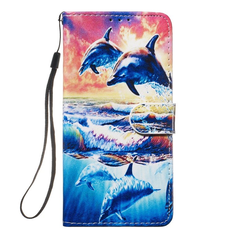 Pattern Printing Leather Wallet Stand Phone Case Cover for Xiaomi Redmi 7A - Dolphin-2