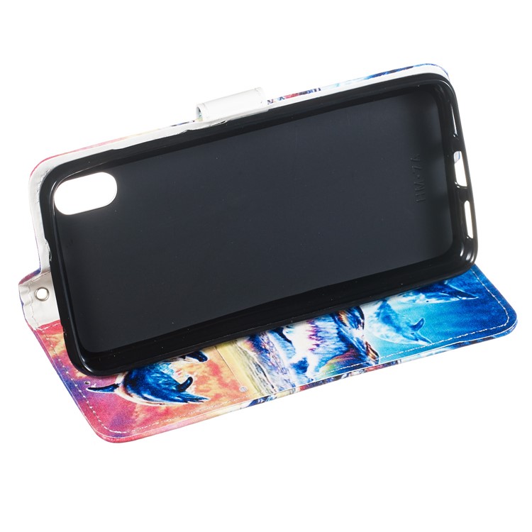 Pattern Printing Leather Wallet Stand Phone Case Cover for Xiaomi Redmi 7A - Dolphin-7