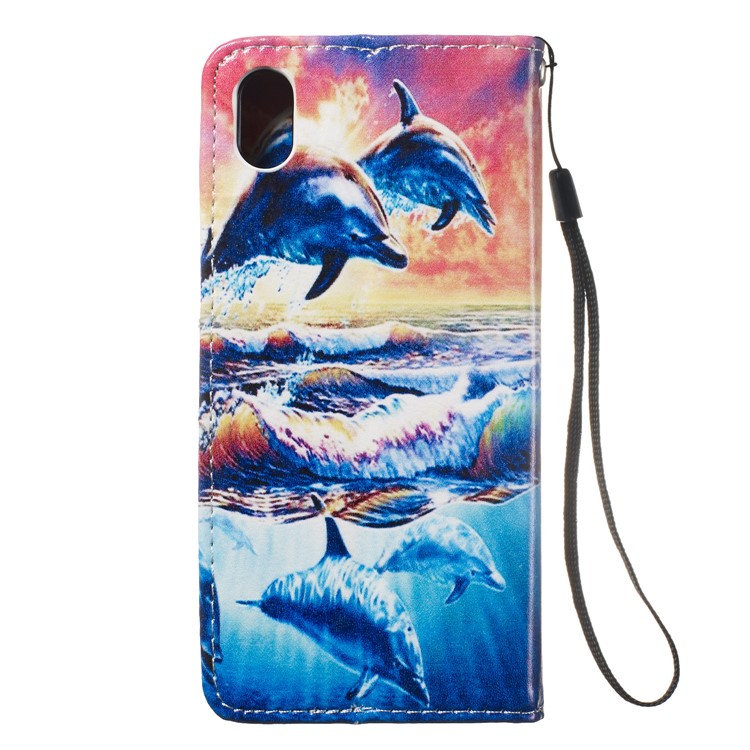 Pattern Printing Leather Wallet Stand Phone Case Cover for Xiaomi Redmi 7A - Dolphin-9