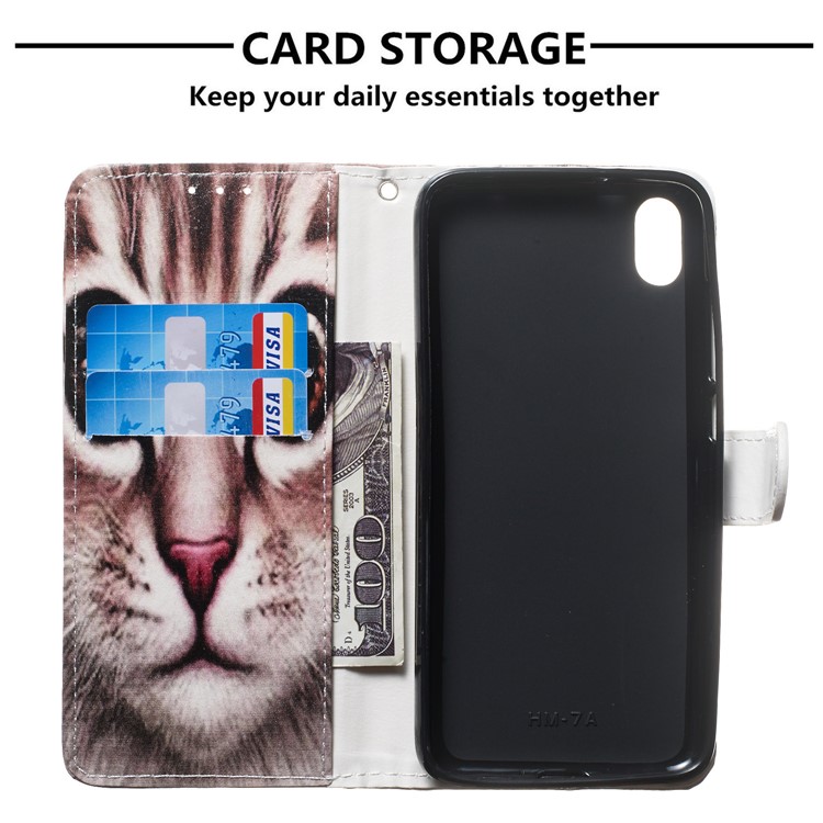 Pattern Printing Leather Wallet Stand Phone Case Cover for Xiaomi Redmi 7A - Cat Face-8