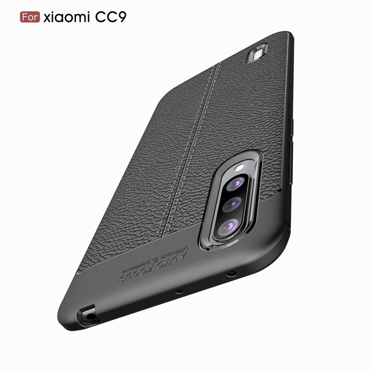 Litchi Texture TPU Phone Back Casing Shell Cover for Xiaomi Mi CC9 - Black-10