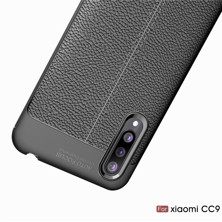 Litchi Texture TPU Phone Back Casing Shell Cover for Xiaomi Mi CC9 - Black-11