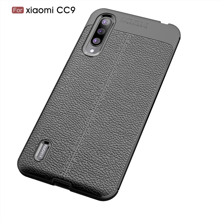 Litchi Texture TPU Phone Back Casing Shell Cover for Xiaomi Mi CC9 - Black-12