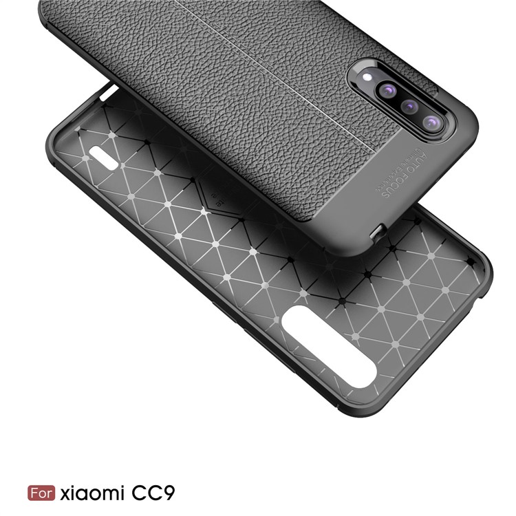 Litchi Texture TPU Phone Back Casing Shell Cover for Xiaomi Mi CC9 - Black-2