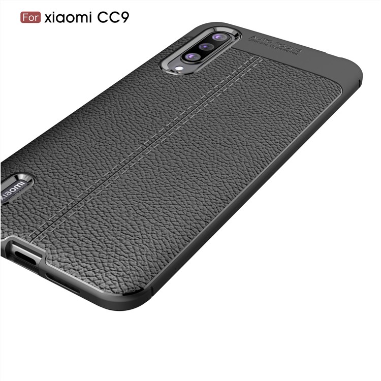 Litchi Texture TPU Phone Back Casing Shell Cover for Xiaomi Mi CC9 - Black-4