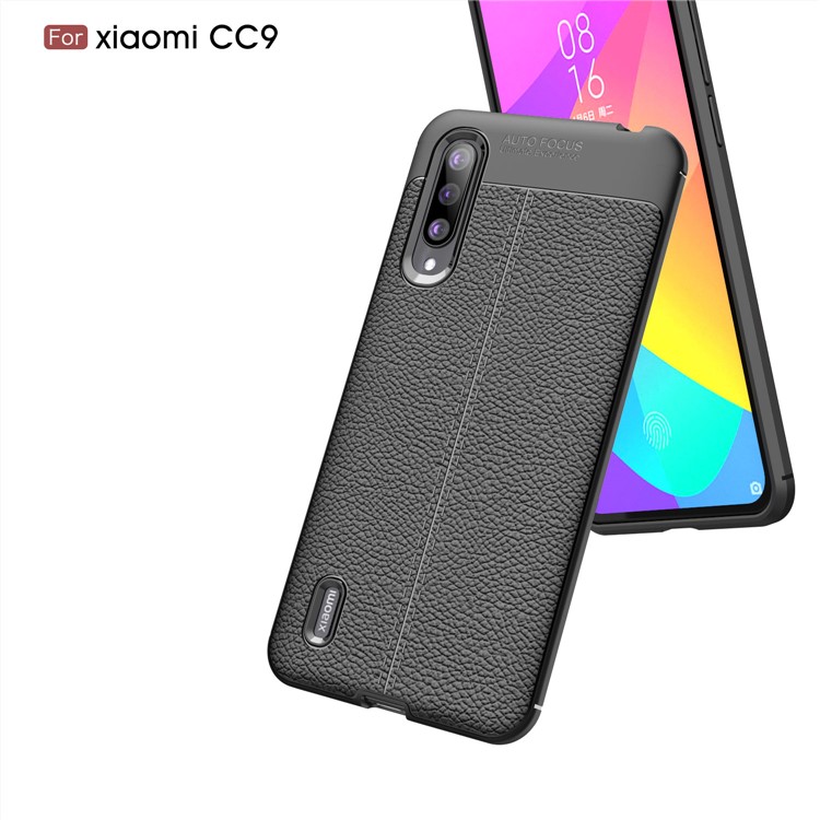 Litchi Texture TPU Phone Back Casing Shell Cover for Xiaomi Mi CC9 - Black-6