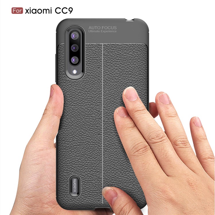 Litchi Texture TPU Phone Back Casing Shell Cover for Xiaomi Mi CC9 - Black-7